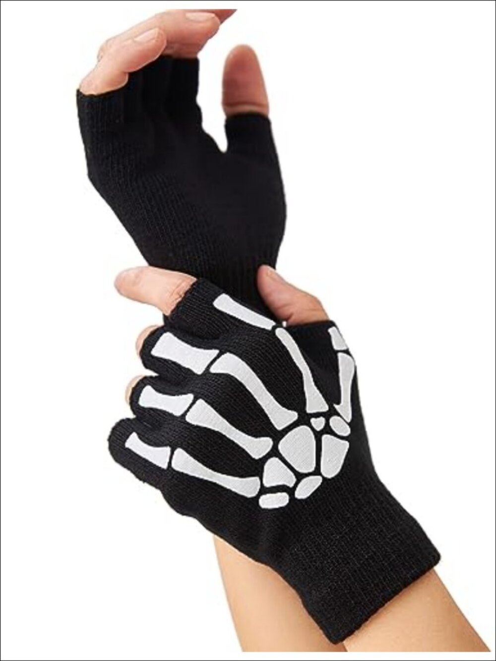 Skeleton Fingerless Gloves Glow in the Dark Halloween Costume